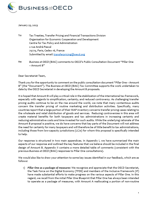 Amount B Public Consultation